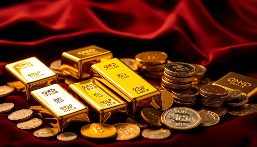 gold bars and coins